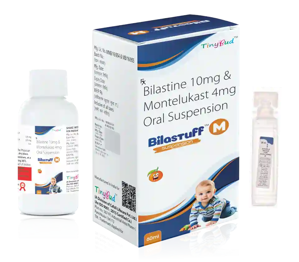 Bilastine 10mg/5ml + Montelukast 4mg/5ml Suspension at Best Price in PCD Pharmacia Franchise for Antihistamine and Allergic Rhinitis, Urticaria